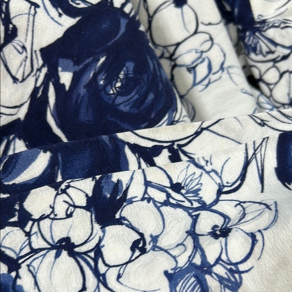 Vintage 70's Floral Blue White Maxi Dress Puff Sleeve Empire Waist Size 4/6 - Picture 13 of 16